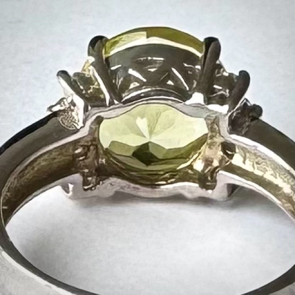 Natural Round 10mm Yellow Lemon Quartz & CZ RING Sterling Silver 925 size 7 NEW - Picture 6 of 12